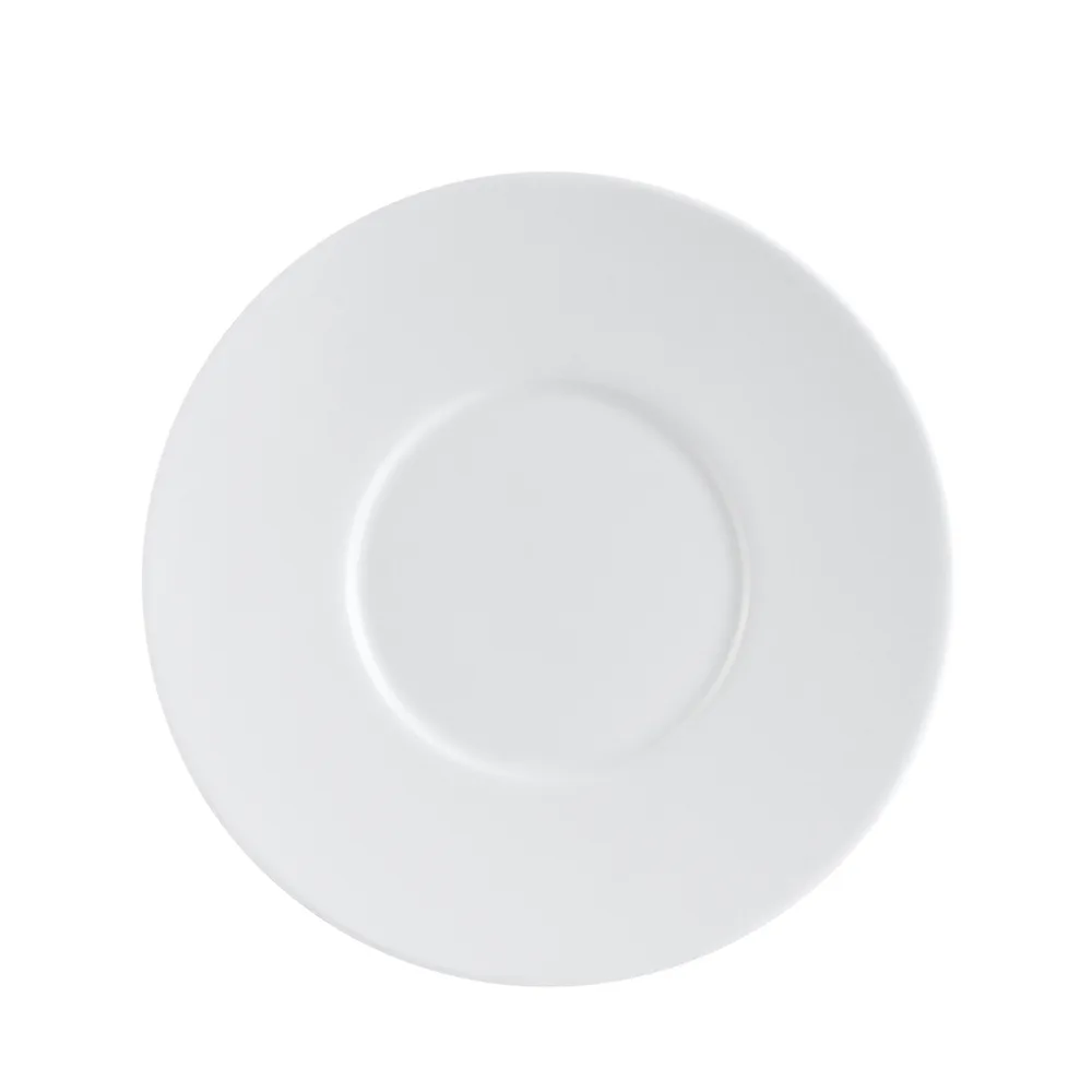 CAC China EVT-2 Everest Saucer 6" Diameter Round Porcelain Bone White Oven Microwave Safe - 1 Dozen