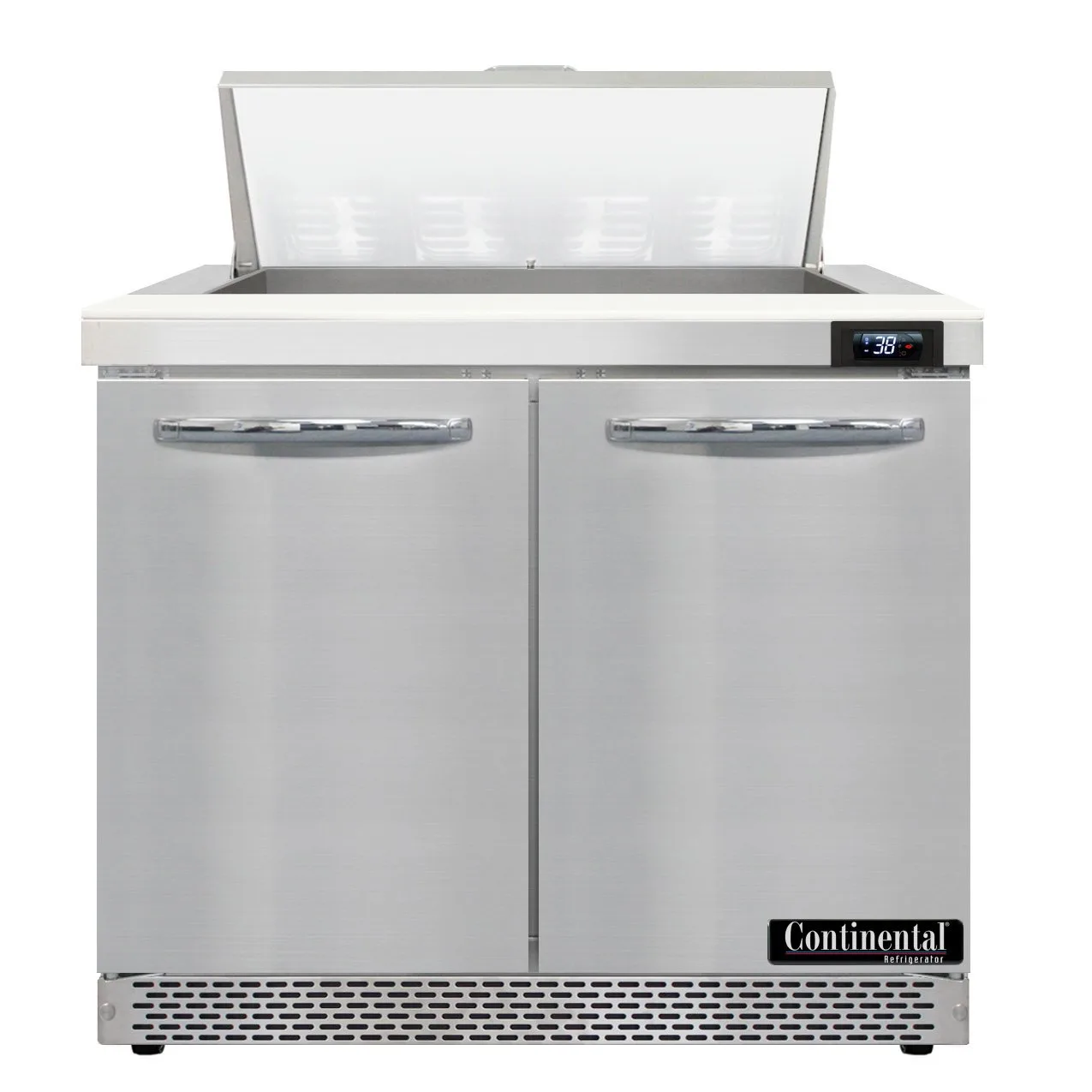 Continental Refrigerator SW36N8-FB 36" 2-Door Sandwich and Salad Prep Table, 8 Pans, Stainless Steel Exterior