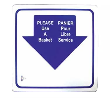 Omcan USA 13042 Shopping Hand Basket Sign – Bilingual English/French "Please Use A Basket" Sign