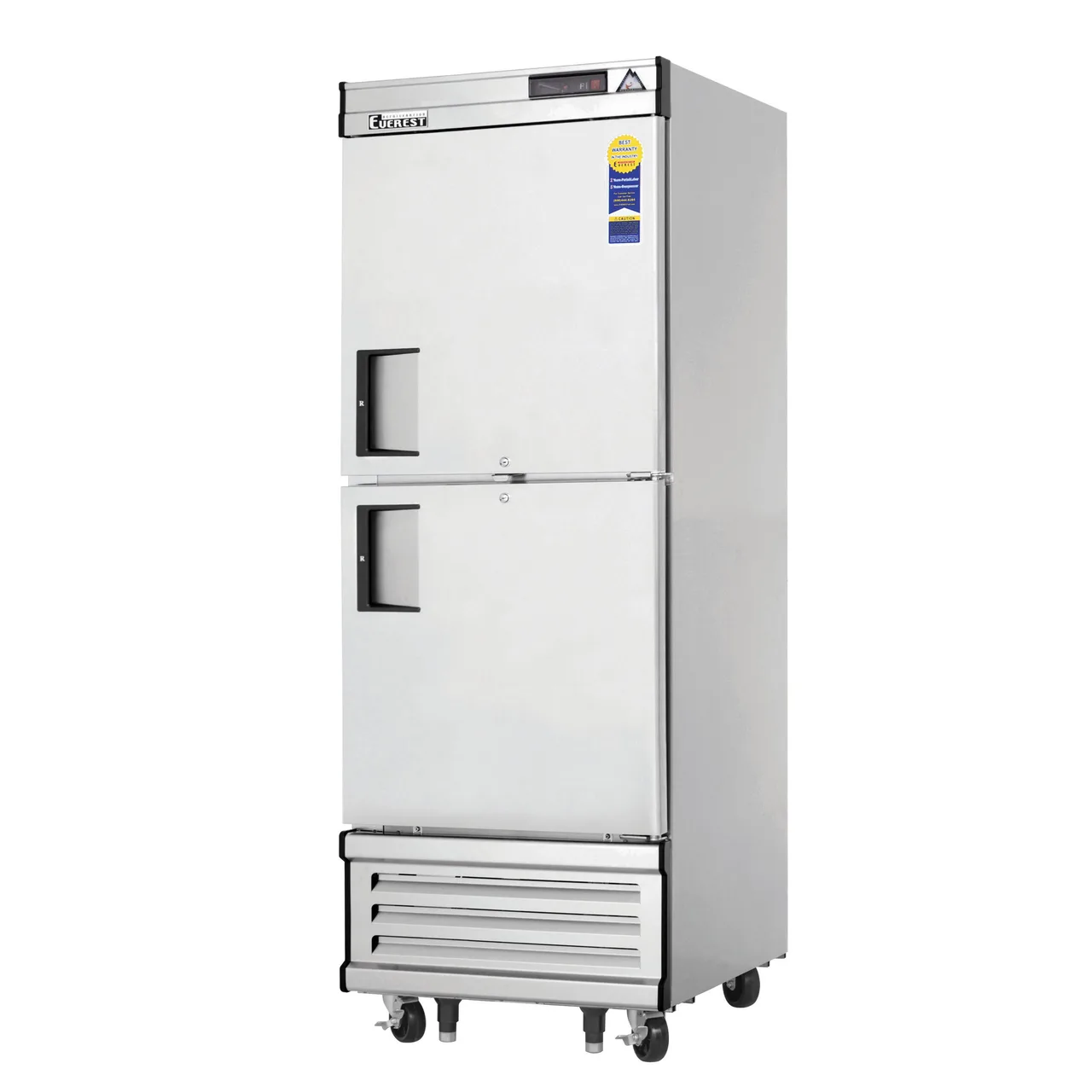 Everest Refrigeration EBWFH2 29" 2-Half Solid Door Reach-In Freezer, Bottom Mount, 23 cu. ft., Stainless Steel