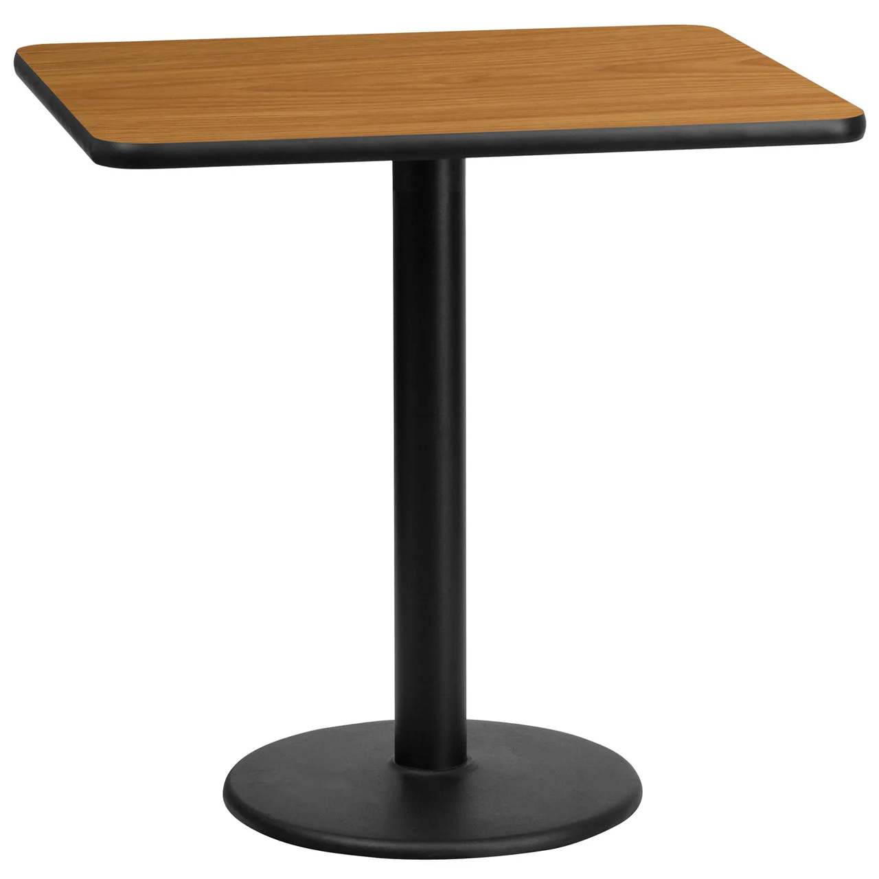 Flash Furniture XU-NATTB-2430-TR18-GG 30x24 Rectangular Dining Table, Natural Laminate, Black PVC Edge, 18 Dia. Base