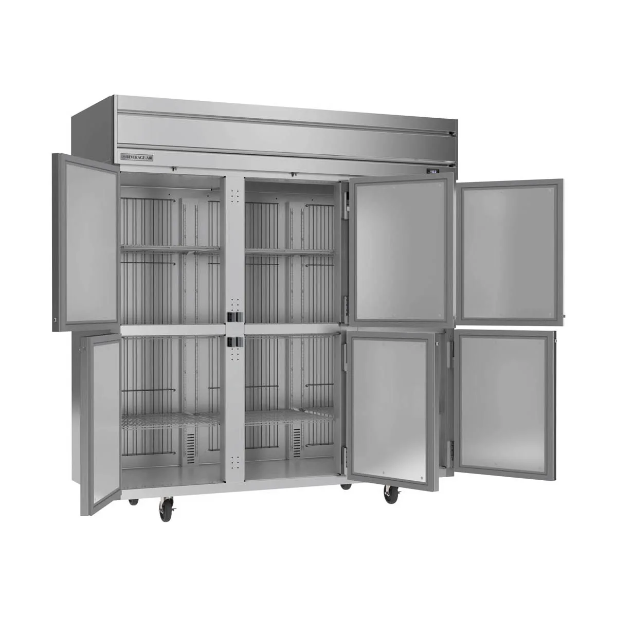 Beverage Air HFS3HC-1HS 78" 3-Section Reach-In Freezer, 6 Half Solid Doors, Top Mount, 69.1 cu. ft., Stainless Steel Front