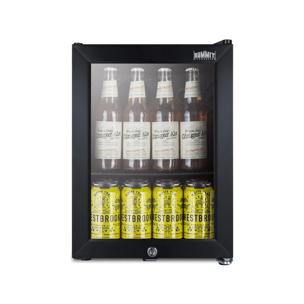 Summit SCR114L Glass Door Beverage Merchandiser, 0.85 cu.ft, Black, Reversible, Thermostat, 115V