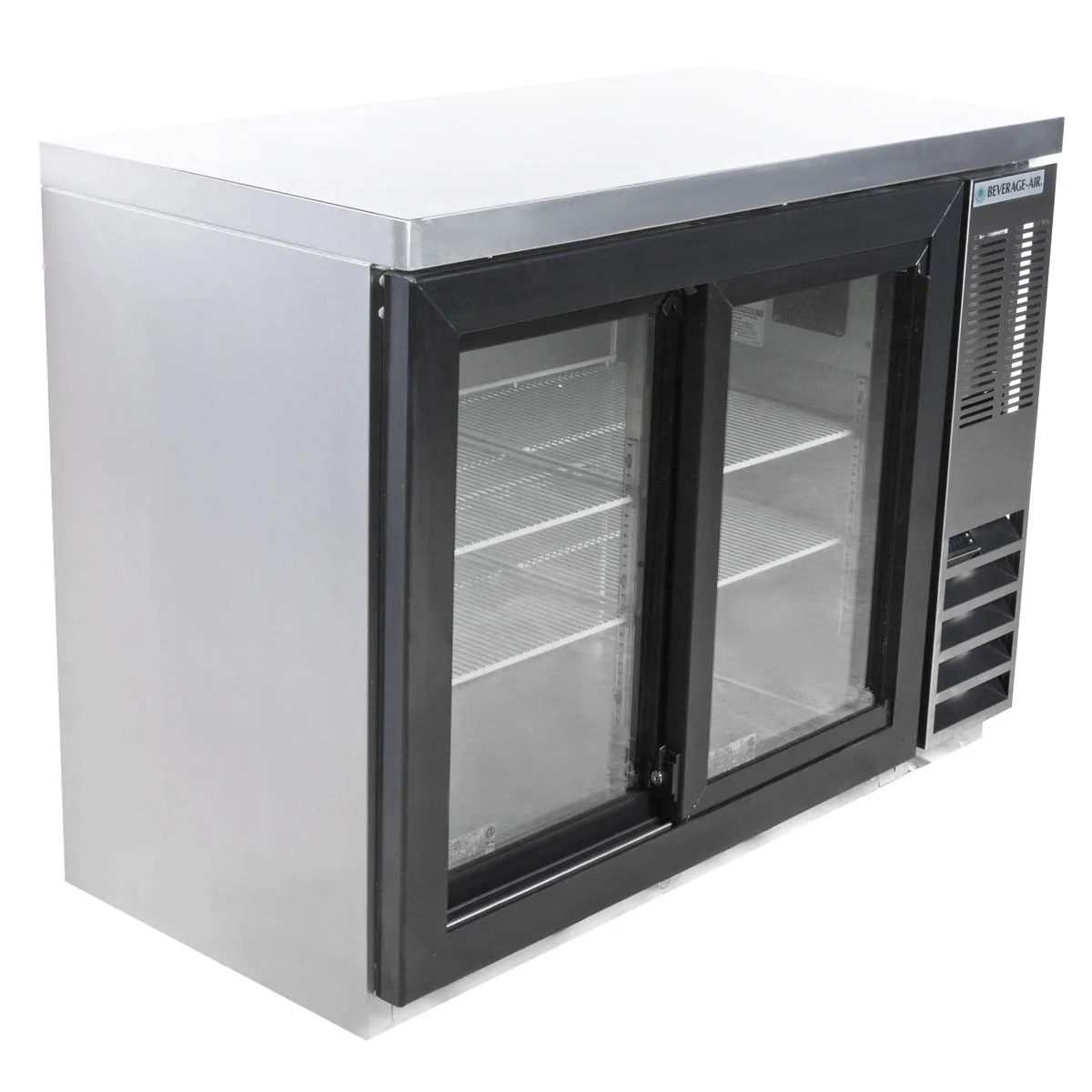 Beverage Air BB48HC-1-GS-S 48" 2 Section Black Back Bar Cooler with Glass Door