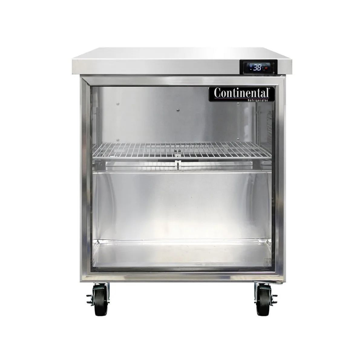 Continental Refrigerator SW27NGD 27" 1-Section WorkTop Refrigerator w/ 1 Glass Door, 7.4 cu. ft.