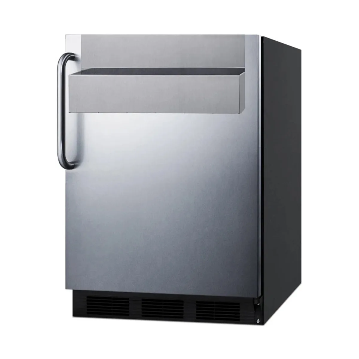 Summit FF7BKBISSTBADASR 24" Built-in or Freestanding Undercounter Refrigerator in Black, Stainless Steel Door, 5.5 cu ft