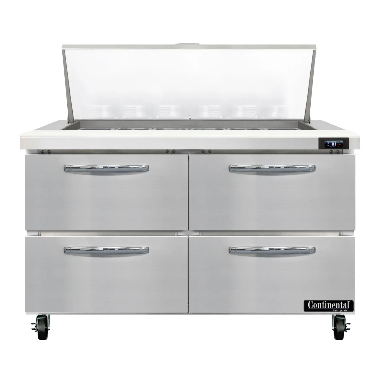 Continental Refrigerator SW48N18M-D 48" Mega Top Sandwich Prep Table w/ 4 Drawers, 18 pans