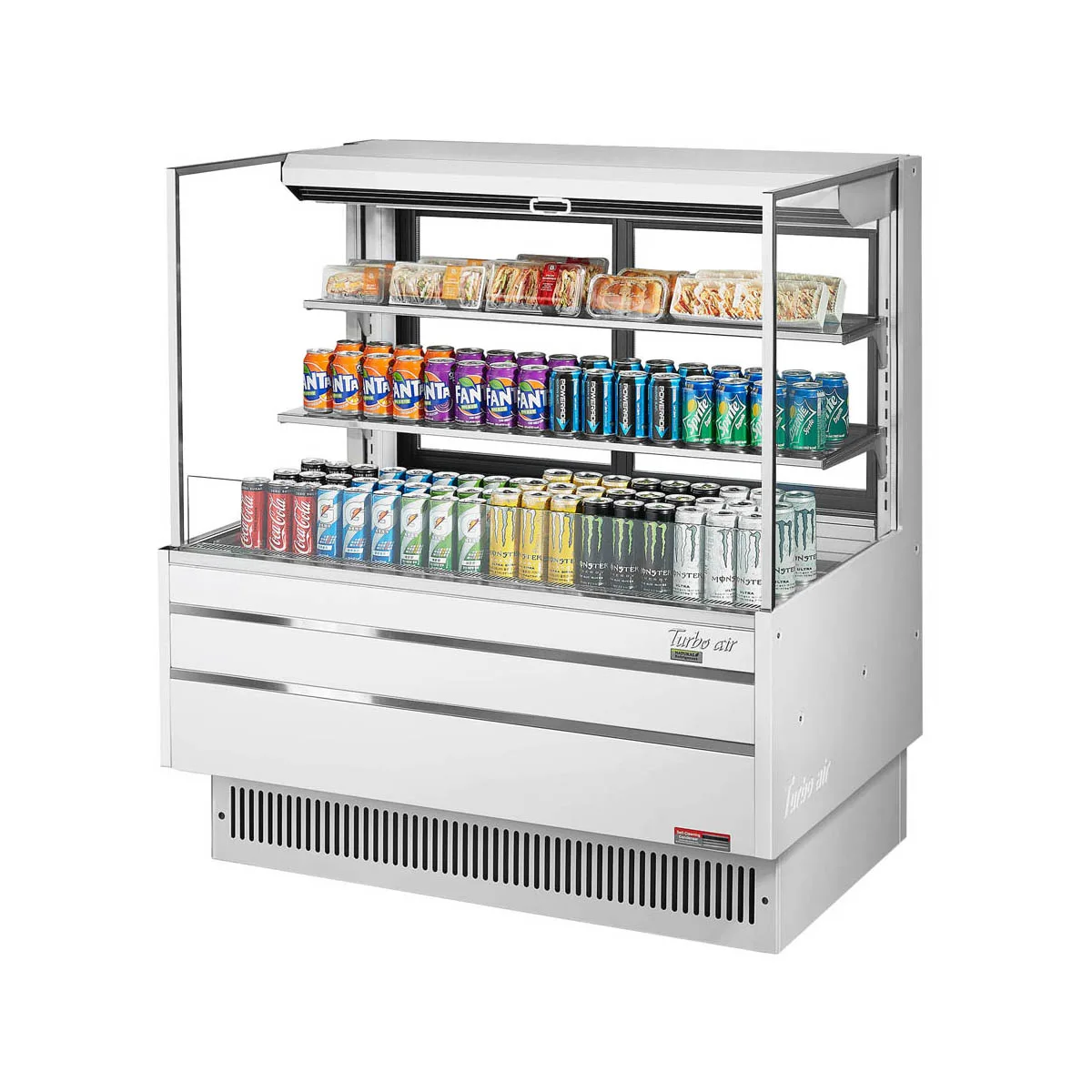 Turbo Air TOM-48L-UFD-W(B)-3S-N 46" Horizontal Open Air Merchandiser, Specify Exterior, Self-Contained