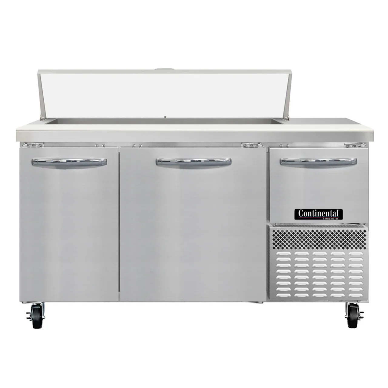 Continental Refrigerator RA60SN12 60" 3-Door Sandwich and Salad Prep Table, 12 Pans, Stainless Steel