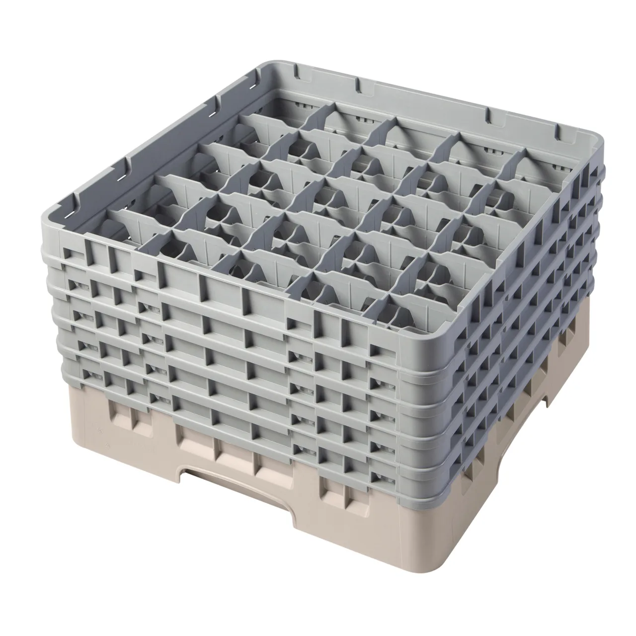Cambro 25S958184 Camrack Glass Rack, Full Size, 19-3/4 x 19-3/4, Beige, 25 Compartments, 3-7/16 Max Dia