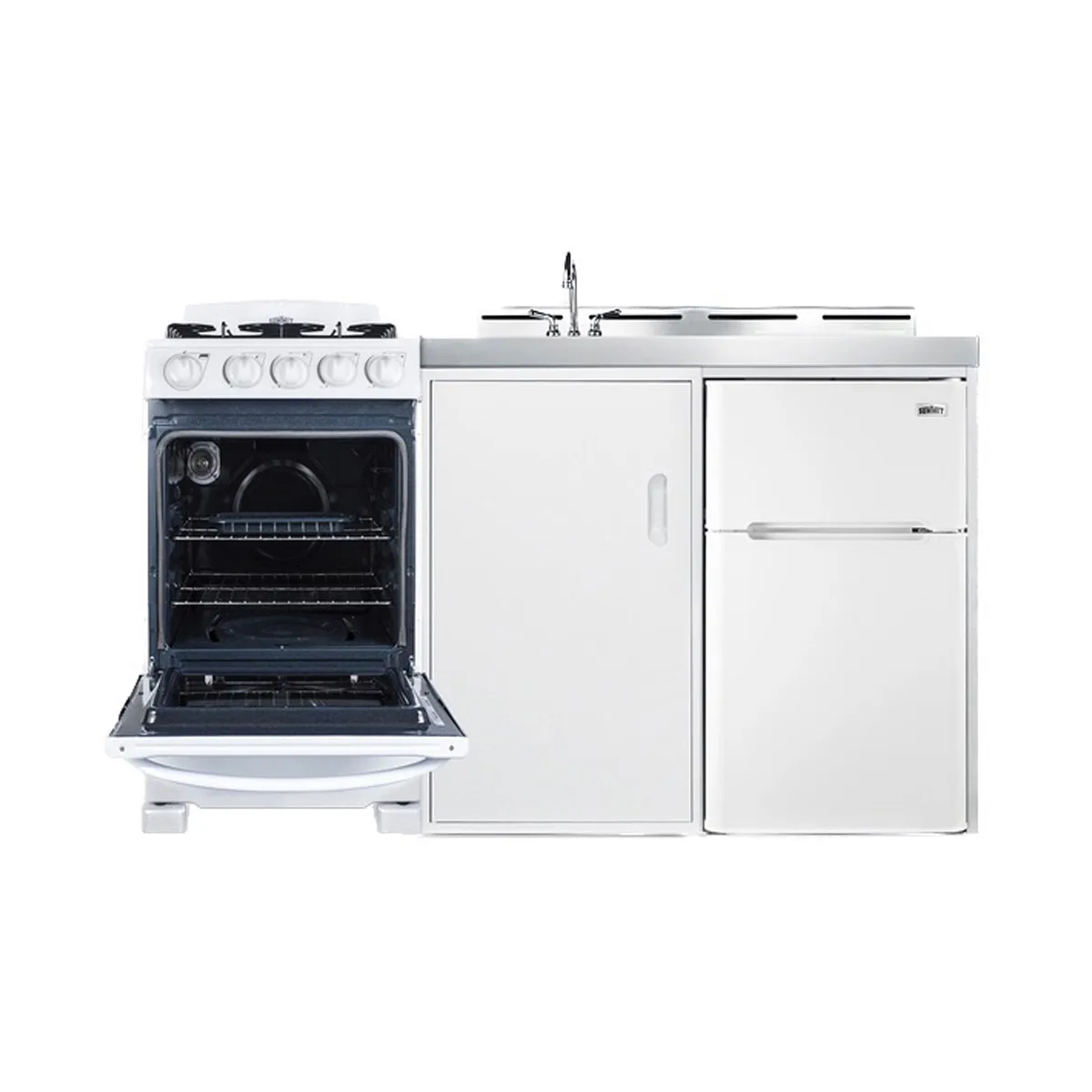 Summit ACK60GASW All-in-One Combo Kitchen, 58.63"W x 23.63"D x 42"H, with deep drawn sink