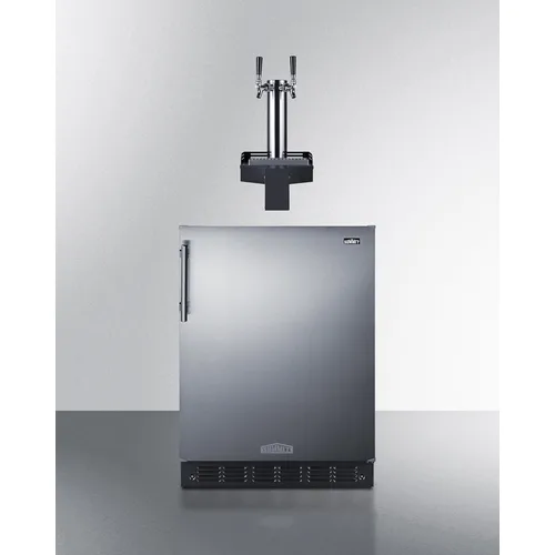 Summit SBC7BRSFLTWADA Built‑In Kegerator, 24" Black Cabinet, 5.8 cu.ft, Dual Taps, Reversible, R600a