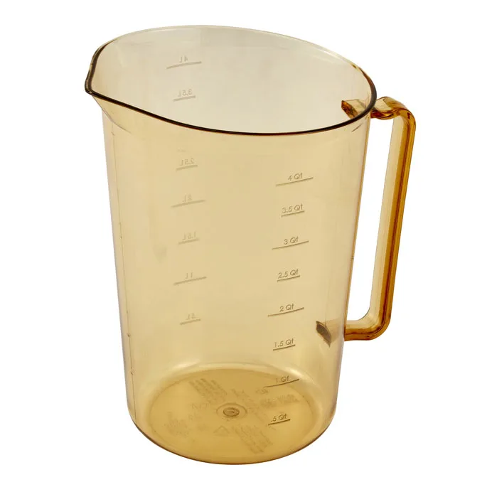Cambro 400MCH150 Measuring Cup, 4 Qt Amber Plastic, -40° to 375°F, Microwave Safe, BPA‑Free, NSF