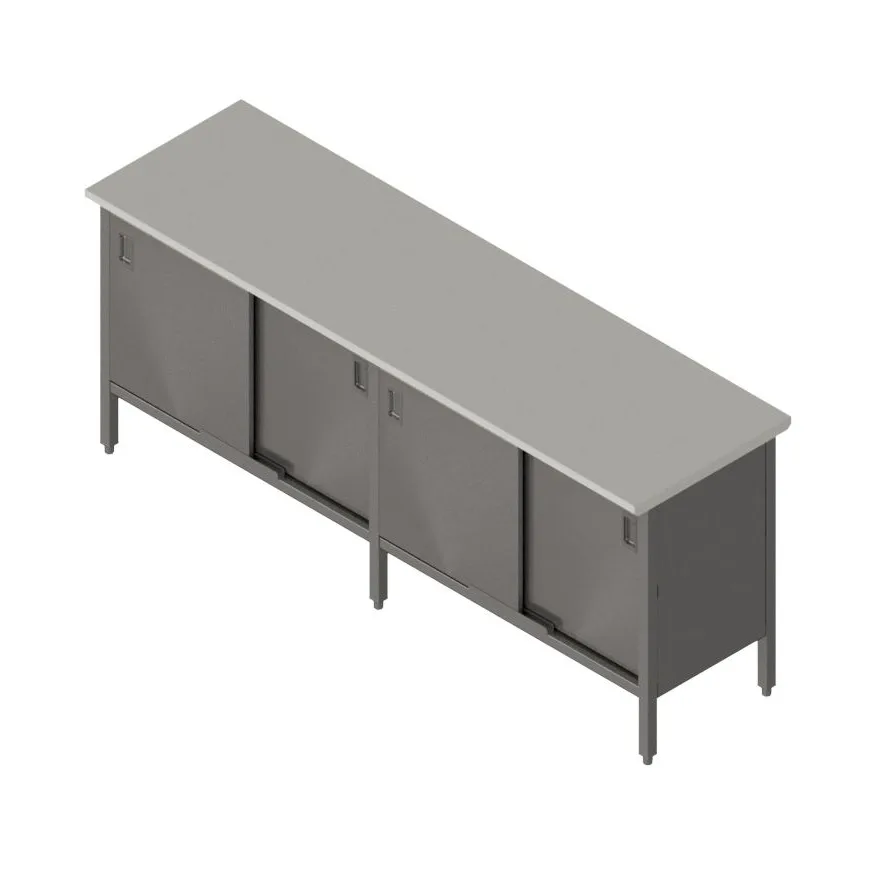 John Boos EBSS6-3096 Cabinet Base with Sliding Doors Work Table, 96"W X 30"D