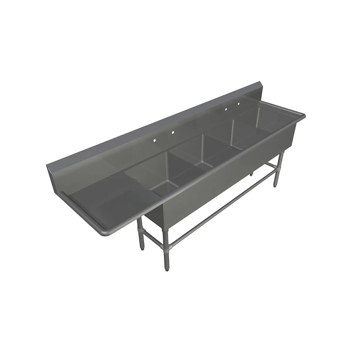 John Boos 44PB16184-1D18L 86" Four Compartment Sink, 16"W x 18"L Bowl With Left-Hand Drainboard