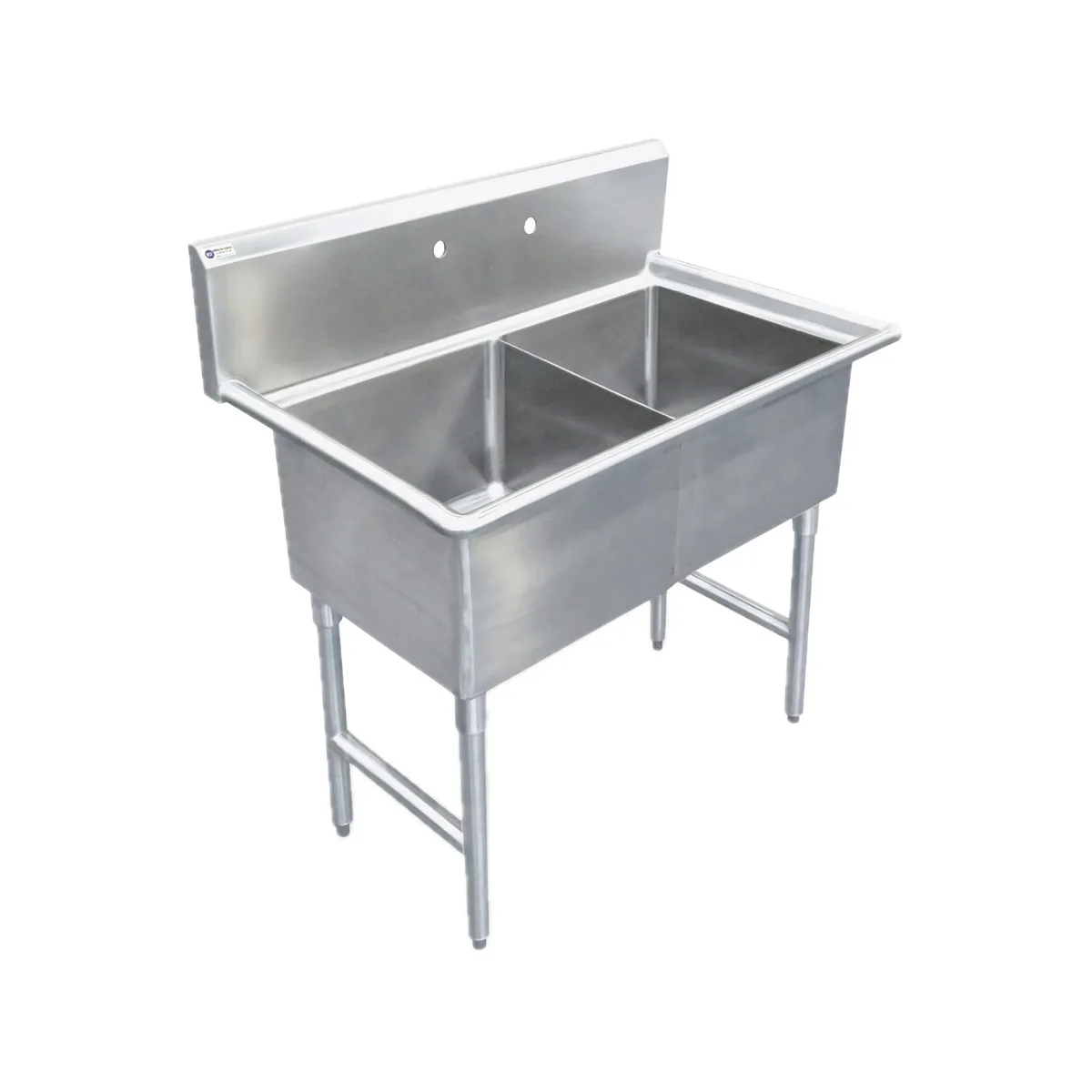Steel Works SWS2C162012-318 37" Two Compartment Sink, 16"W x 20"L Bowl Without Drainboard