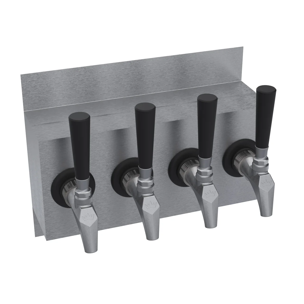 Krowne KWM-4S Wall‑Mount Draft Beer Tower, 4‑Tap, 12" OA, Steel Finish, Drip Tray – No Handles