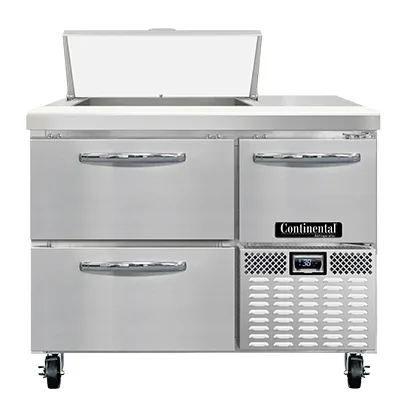 Continental Refrigerator RA43N6-D 43" Sandwich / Salad Prep Table w/ 2 Drawers & 1 Door, 6 Pans