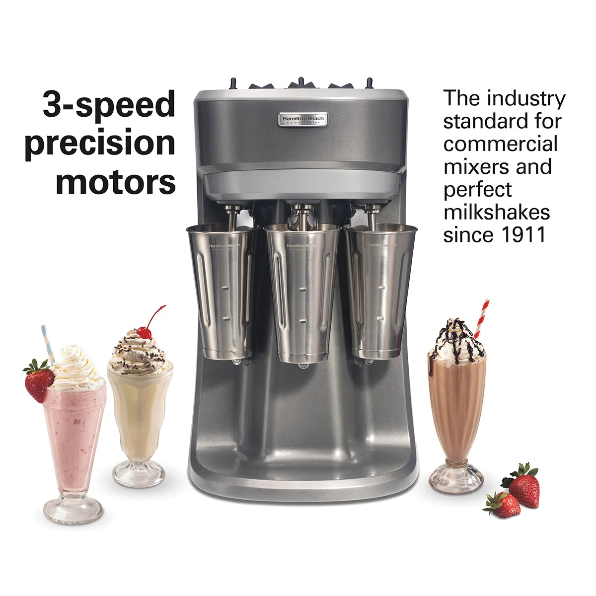 Hamilton Beach HMD400R Drink Mixer, Triple Spindle, For Soda Fountain & Bar Use