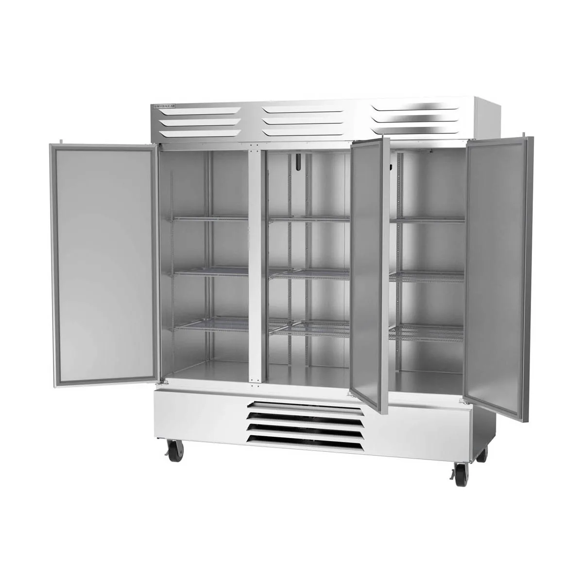 Beverage Air FB72HC-5S 75" 3-Solid Door Reach-In Freezer, Bottom Mount, 68.43 cu. ft., Stainless Steel Front
