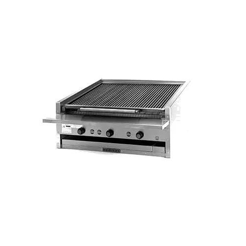Magikitchn APM-SMB-624 24" Low Profile Countertop Gas Charbroiler w/ Ceramic Briquettes, 60.000 BTU