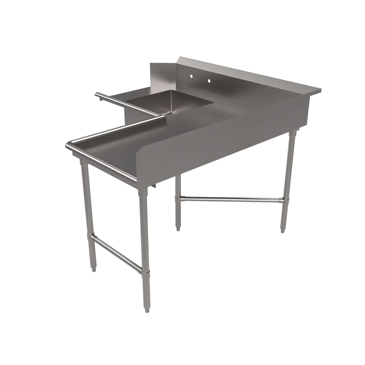 BK Resources BKSDT6-C6060R 60"x60" Corner Soiled Dishtable with Bowl, L-shaped / Right-to-Left