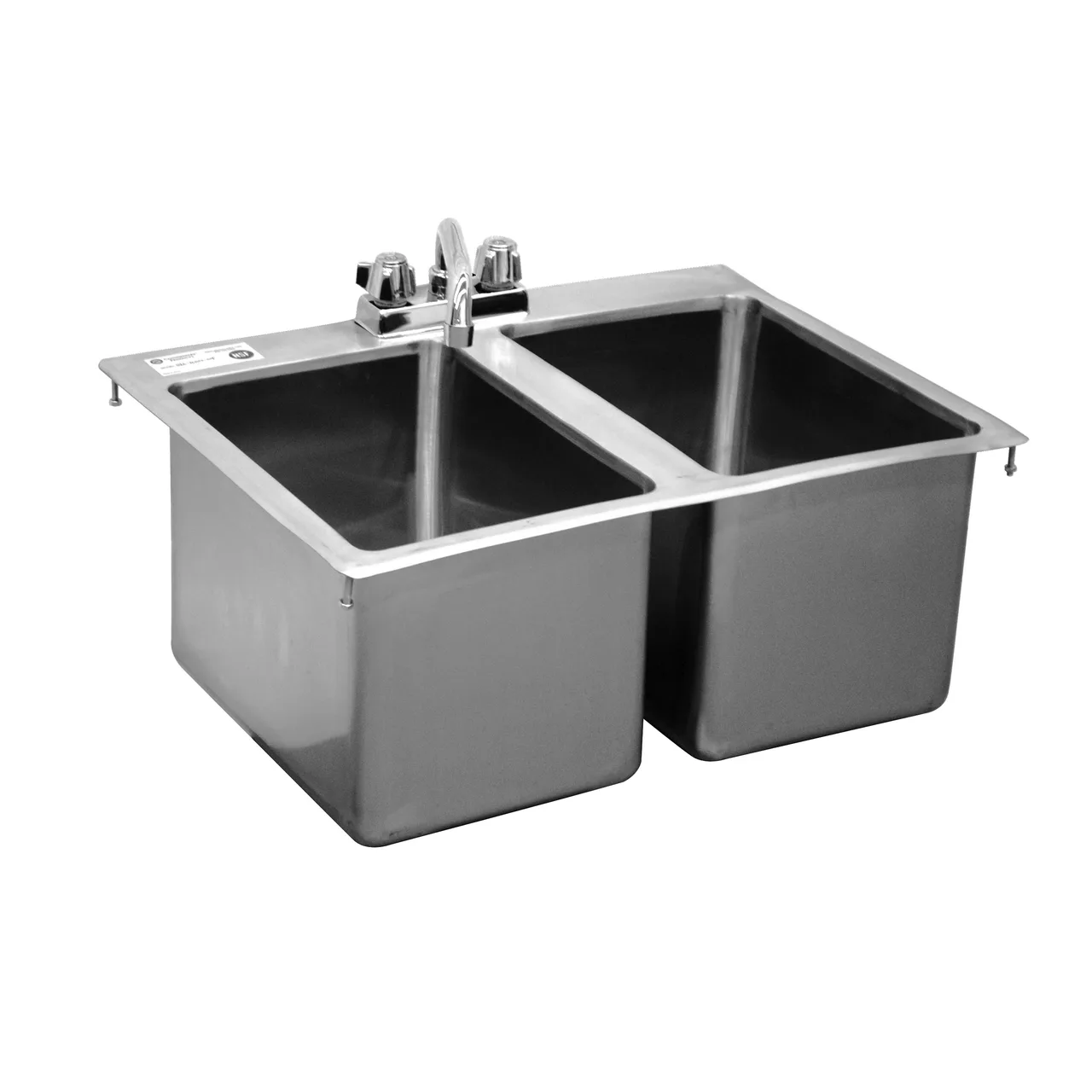 Serv-Ware DIS-2C1416-CWP 30" Drop-In Sink, 14"W x 16"L x 10"D Bowl / (2) Compartment