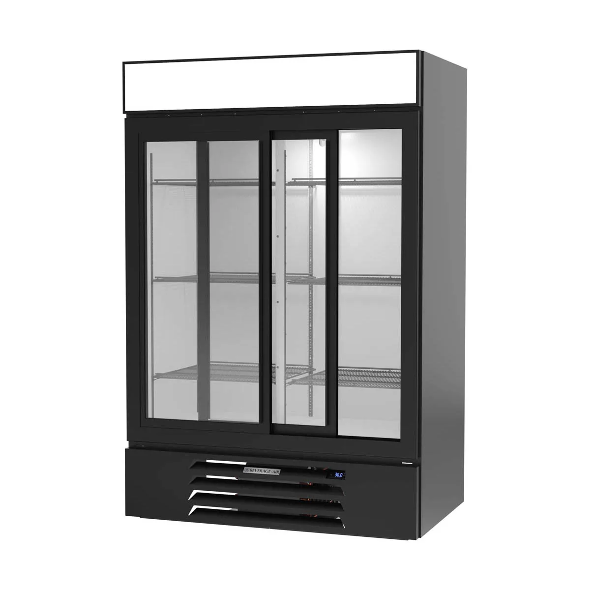 Beverage Air MMR45HC-1-B 52" Two Glass Door Merchandiser Refrigerator in Black, 44 cu. ft.