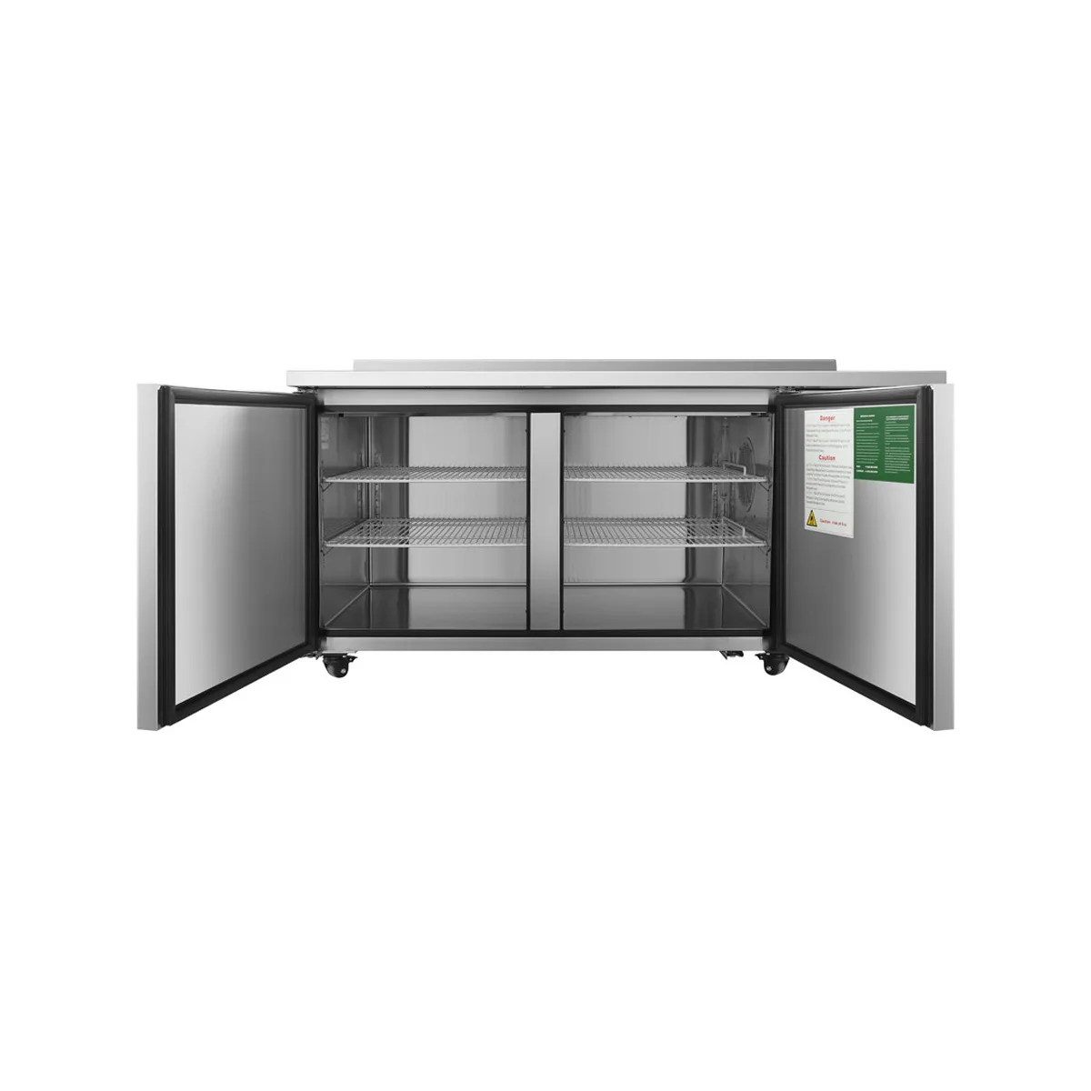 Atosa USA MGF67GR 67" 2-Section Worktop Refrigerator with Backsplash, 2 Doors, 18.5 cu. ft.