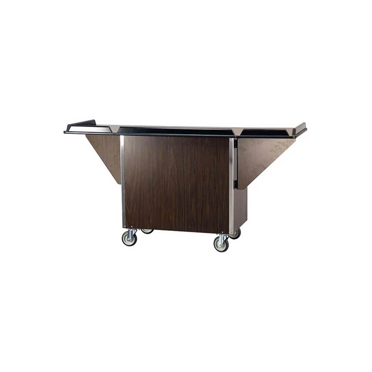 Lakeside 675 Stainless Steel Drop-Leaf Beverage Service Cart w/ 3 Shelves - 24" x 44 5/16" x 38 5/16"