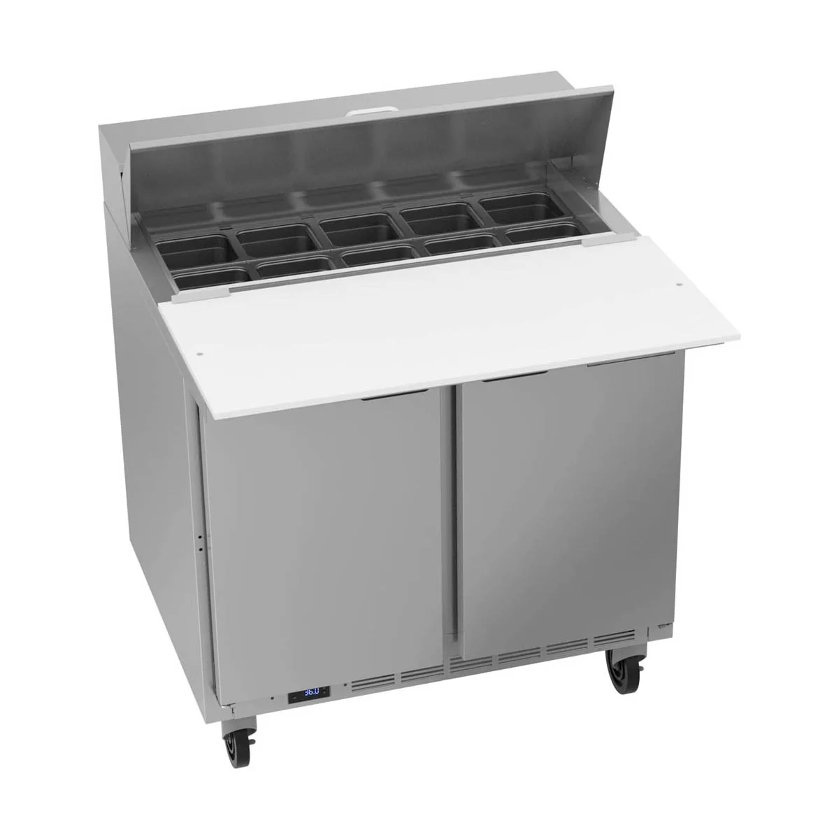 Beverage Air SPE36HC-10C 36" Two Section Sandwich/Salad Prep Table w/ 2 Doors, 10 pans, 10 cu. ft.