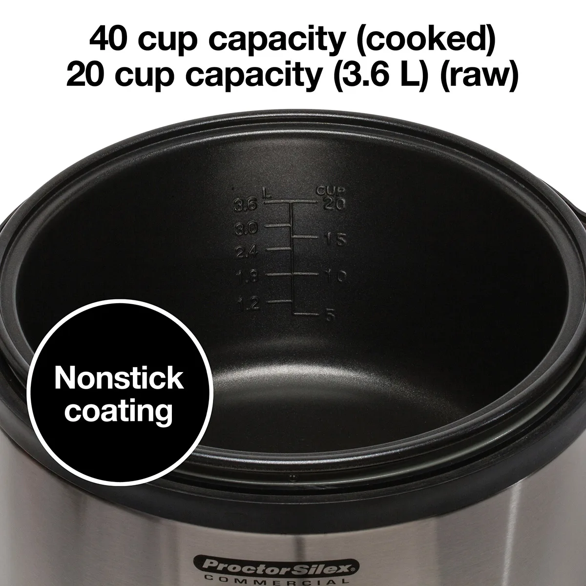 Hamilton Beach 37540 Proctor Silex Commercial Rice Cooker/Warmer, 40 Cups, 120V, 1250W