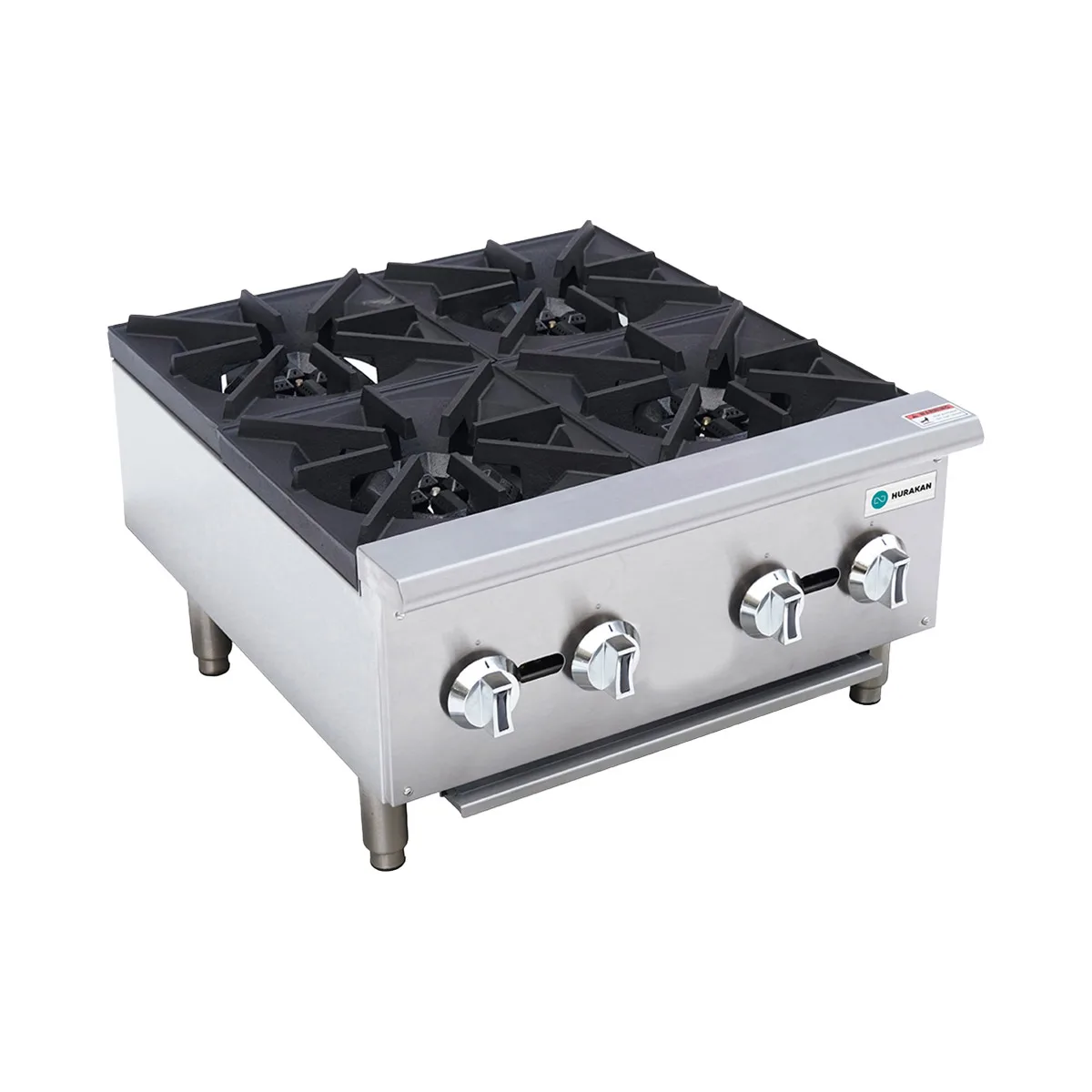 Hurakan HKN-XRCG24-4 A/W 24" Countertop Gas Hotplate w/ 4 Burners, Manual Control, 100.000 BTU