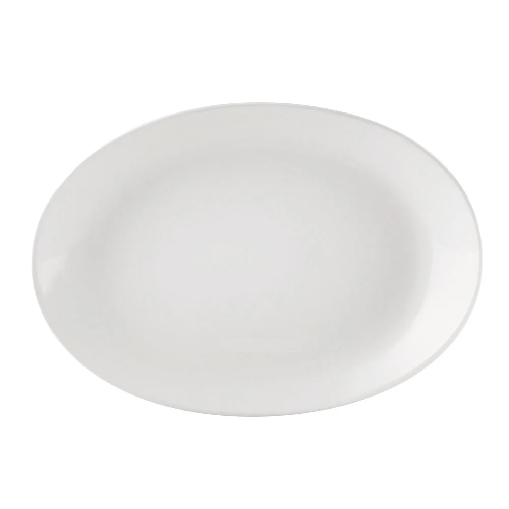 CAC China COP-513 Platter, 11"L x 7-7/8"W x 1-1/2"H Coupe Porcelain White Dishwasher Safe - Dozen