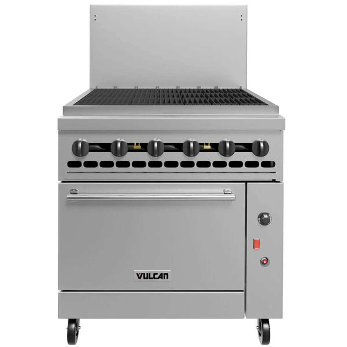 Vulcan 36C-36CBN 36" Natural Gas Restaurant Range w/ 36" Full Charbroiler, (1) Convection Oven, 131.000 BTU