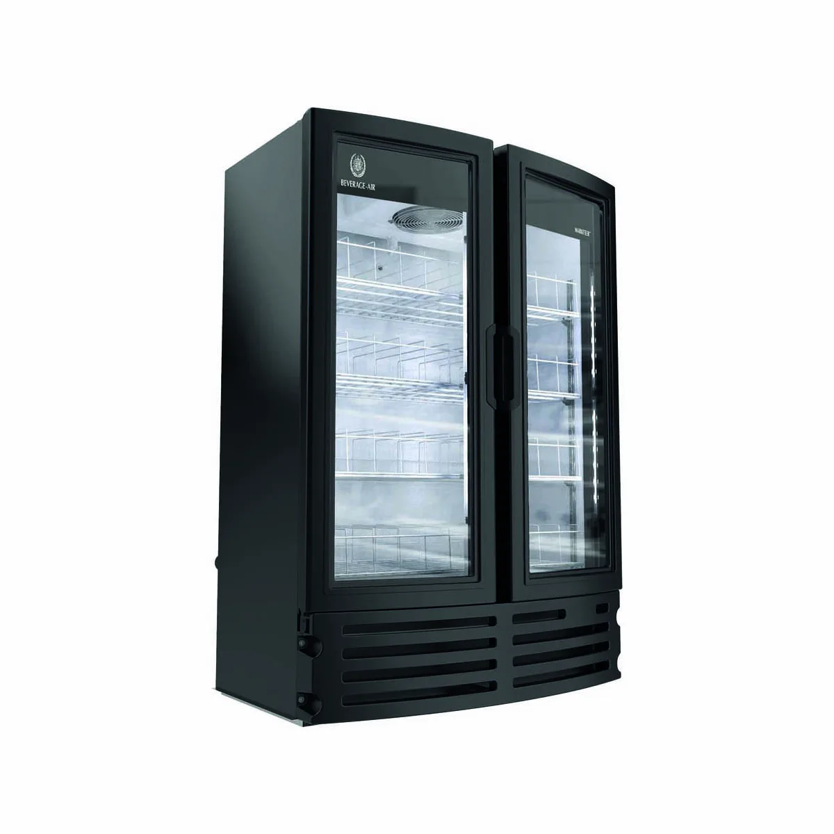 Beverage Air MT21-1B 39" 2-Section Marketeer Glass Door Merchandiser in Black, 16.77 cu. ft.