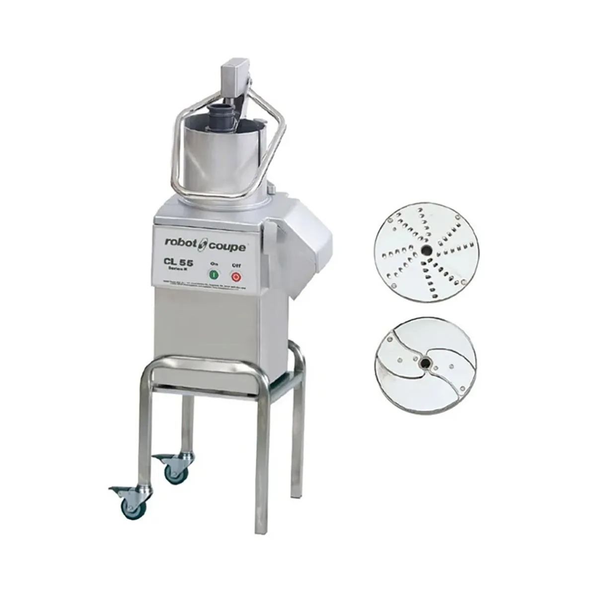 Robot Coupe CL55E Continuous Feed Food Processor with 2 Discs and 2 1/2 hp, 2645 lbs/hr