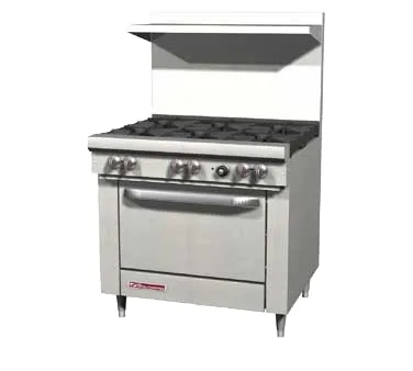 Southbend S36A 36" Gas Restaurant Range w/ (6) Open Burners, (1) Convection Oven, 203.000 BTU
