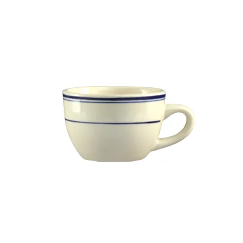 CAC China BLU-37 - Blue Line 7 oz Coffee Cup, 3‑3/4" Dia x 2‑1/2" H, Dishwasher Safe - 1 Dozen