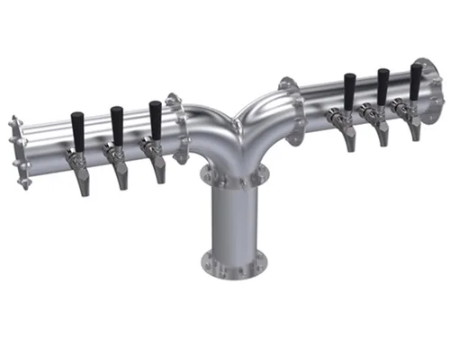 Krowne KPY-6A Pipe Y‑Tower, 36" Draft Beer Dispensing, Stainless Steel, Six‑Tap (4‑6) Single Column