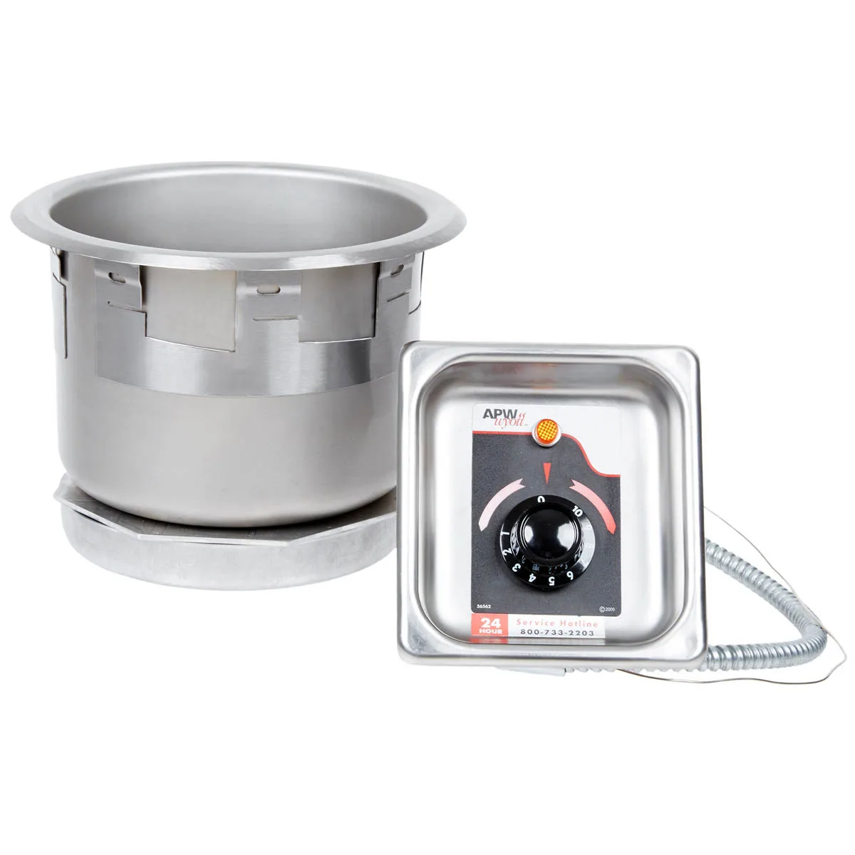 APW Wyott SM-50-7DS ULS Round Drop-In Soup Well, 8-1/2" Diameter, 7 Quart, w/ drain