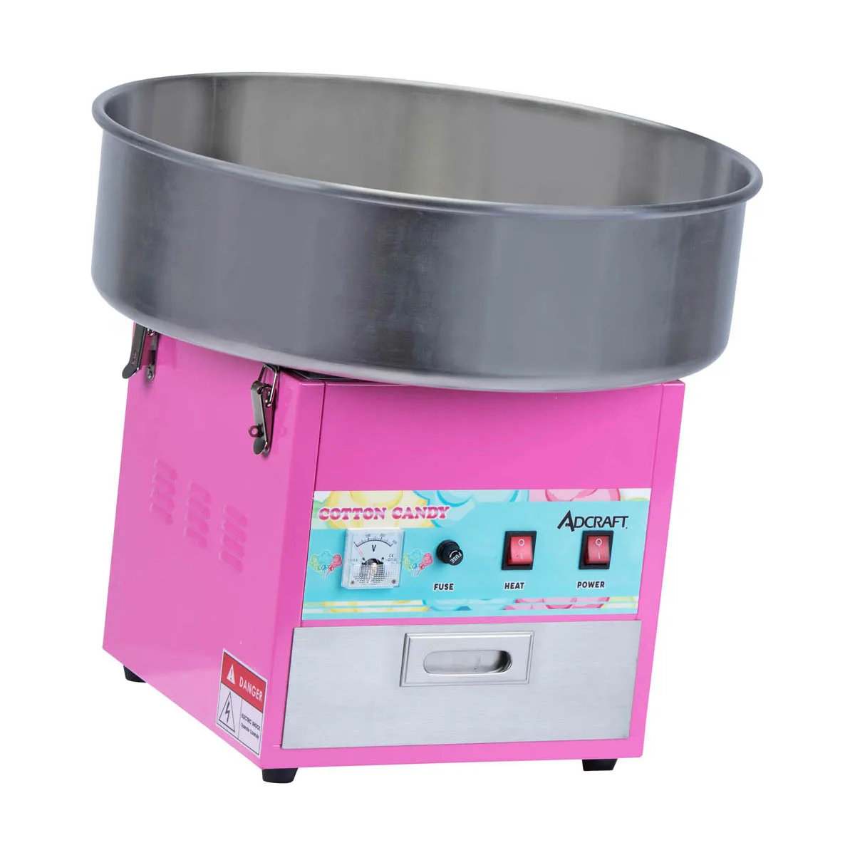 Adcraft COT-21 Cotton Candy Machine w/ 21" Bowl, 120 Cones Per Hour, 2 Replacement Belts