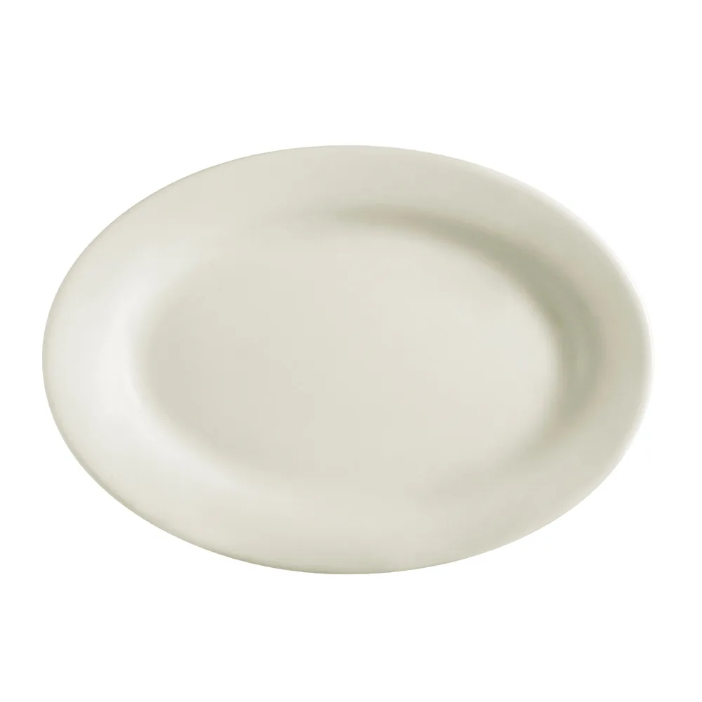 CAC China REC-12 - Oval Stoneware Platter, 10-3/8" x 7-1/8", White, Dishwasher Safe, 1 Dozen