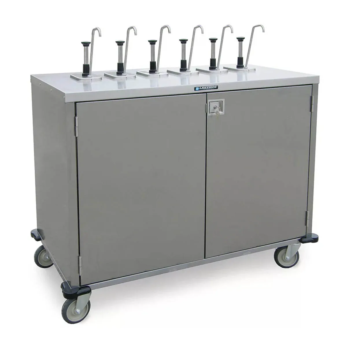 Lakeside 70271 EZ Serve Mobile Condiment Cart w/ 12 Flat Top Pumps, 3 Product Dispensers