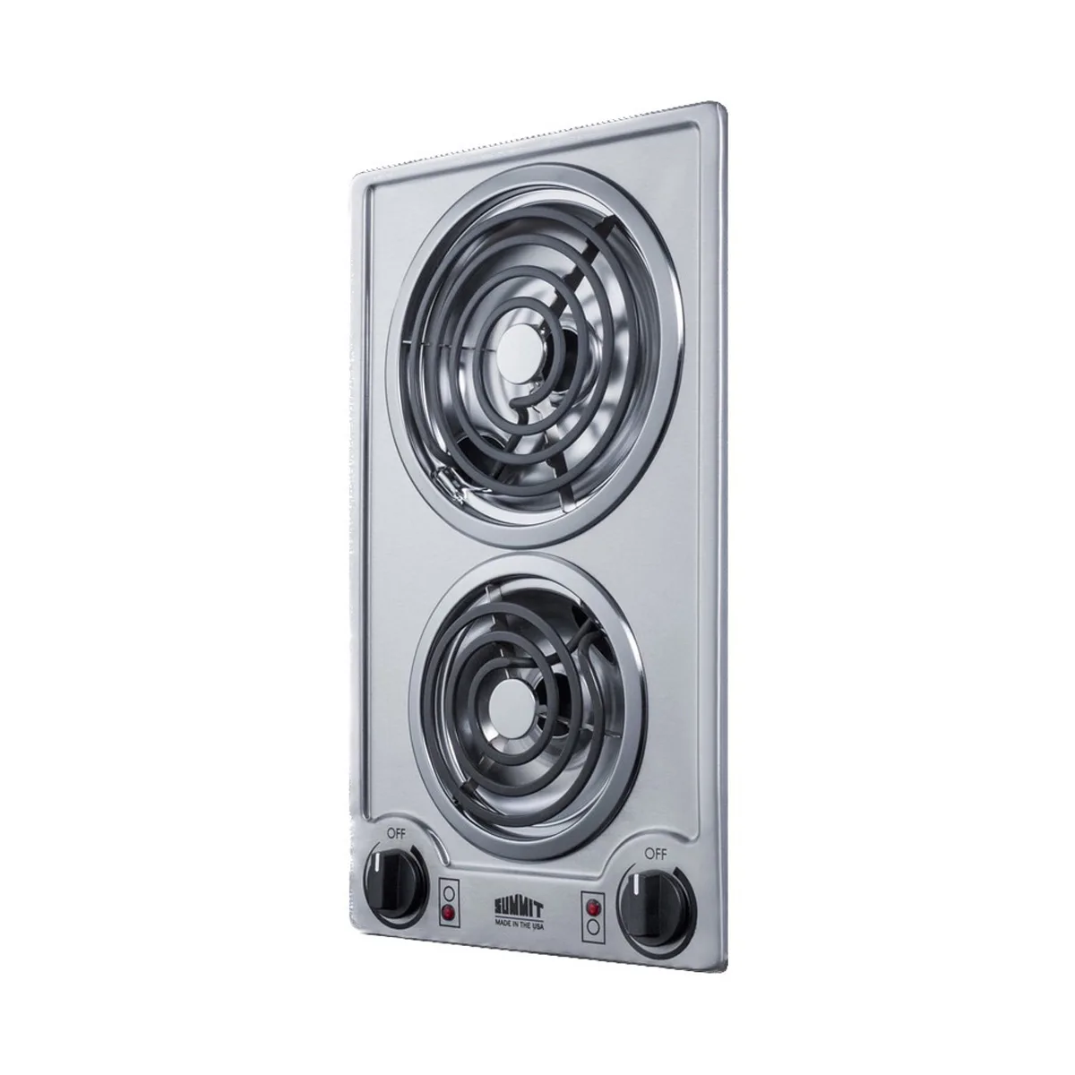 Summit CCE227SS 12" Electric Radiant Cooktop w/ (2) Spiral Burners, Manual Controls, Stainless Steel, 1.625 kW, 230v