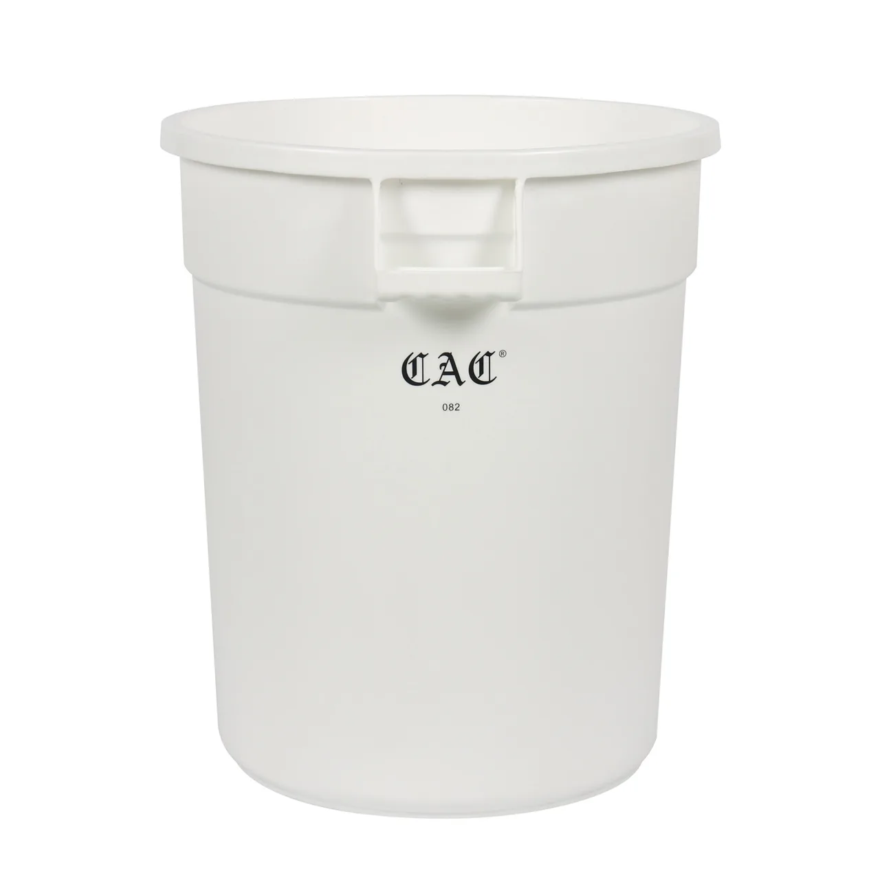 CAC China TCNC-20W Commercial Round Trash Can, 20‑29 Gal, 23" H x 22" D, White Plastic, No Lid