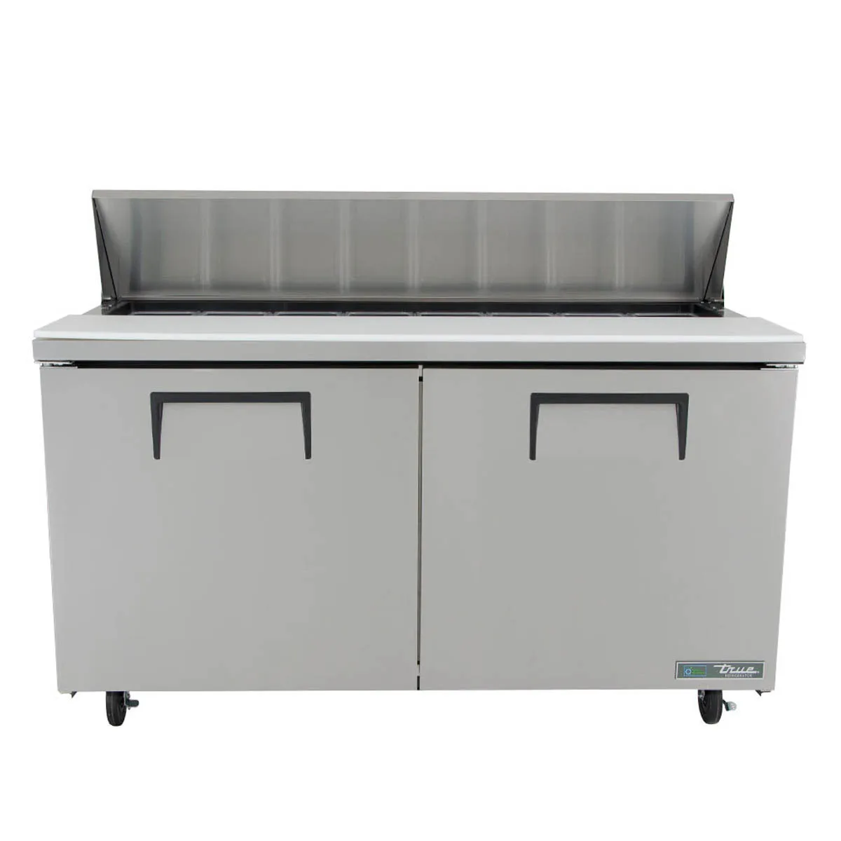 True TSSU-60-16-HC 60" Two Section Sandwich / Salad Prep Table w/ 2 Doors, 16 Pans