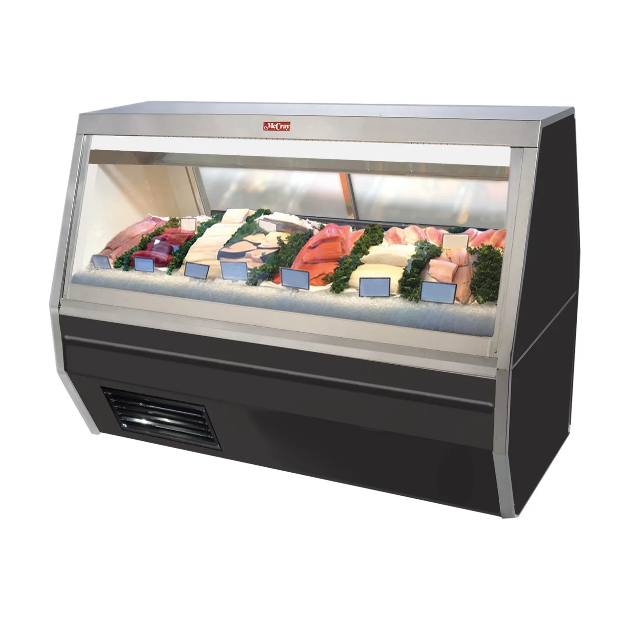 Howard-McCray SC-CFS35-6-BE-LED 71" Flat Refrigerated Seafood Display Case, Black