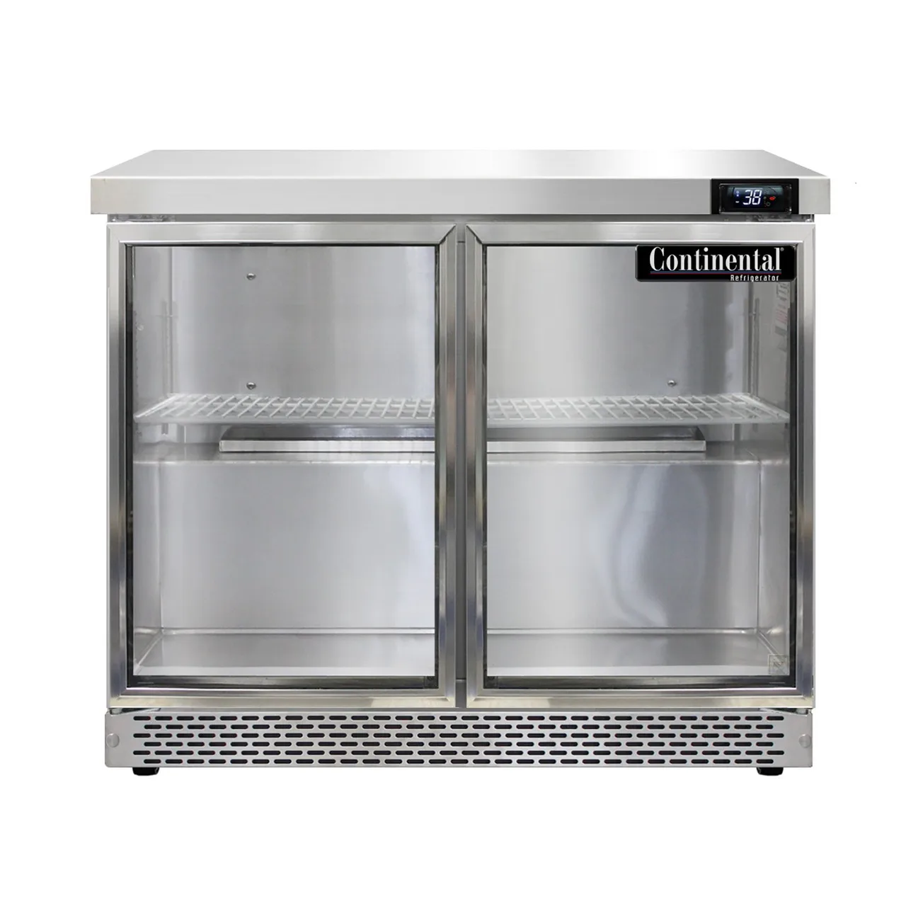 Continental Refrigerator SW36NGD-FB 36" WorkTop Refrigerator w/ 2 Glass Doors, 10.3 cu. ft..
