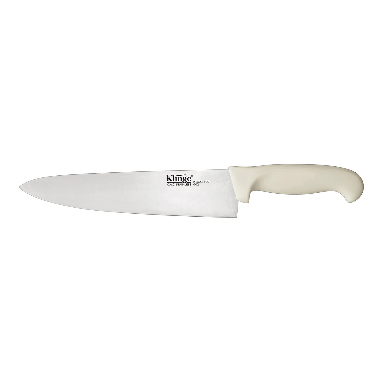 CAC China KSCC-100 Klinge Chef Knife, 10" Stamped, German High-Carbon Steel, White Handle